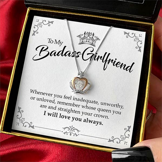 To My Badass Girlfriend - Luxe Crown Necklace Gift Set