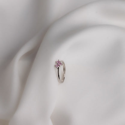 Silver Pink Hearts Ring